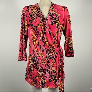 Peter Nygard Vibrant Pink and Black Patterned Dress Size M